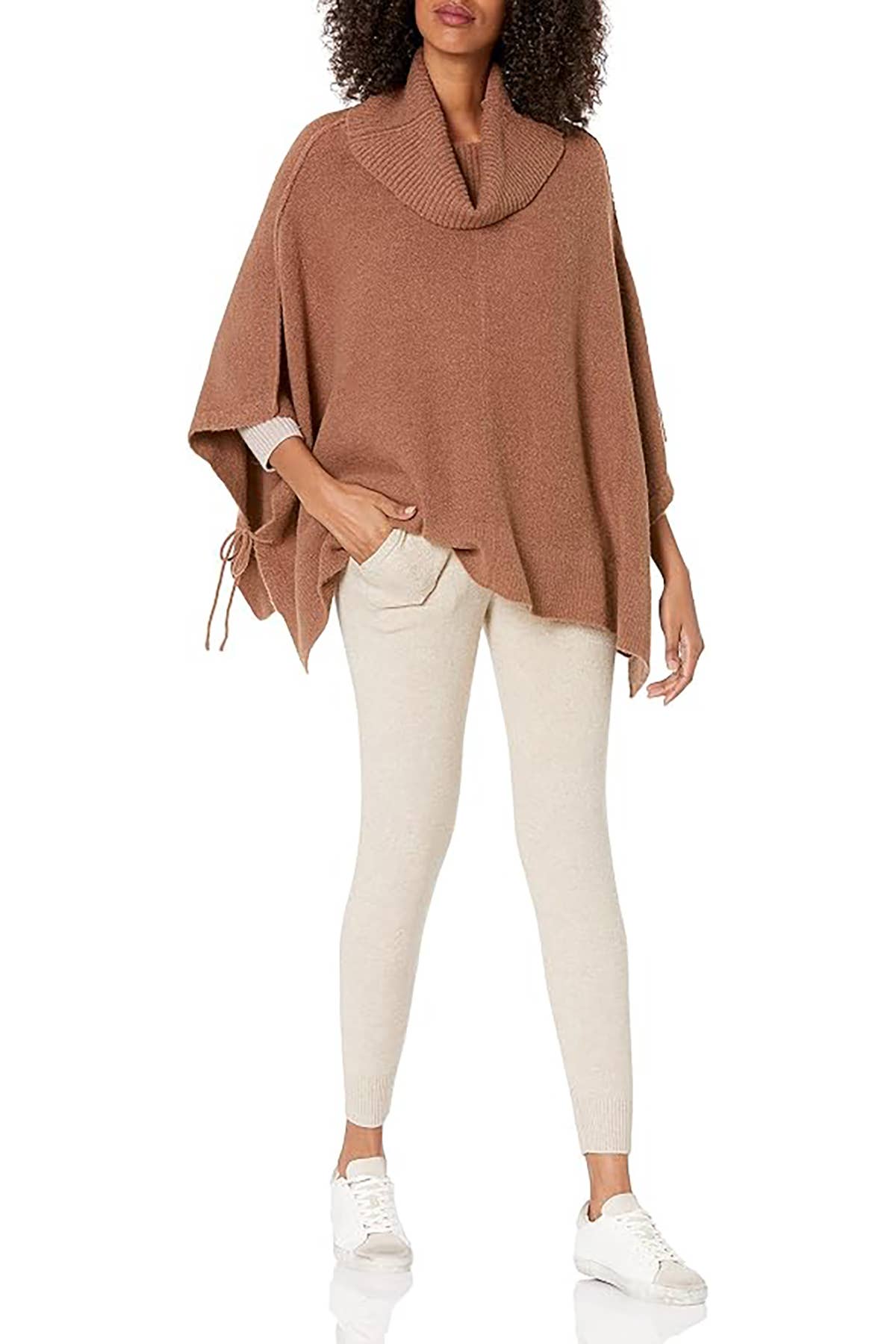 Winslow Collection Cozy Cowl Neck Knit Poncho - Caramel