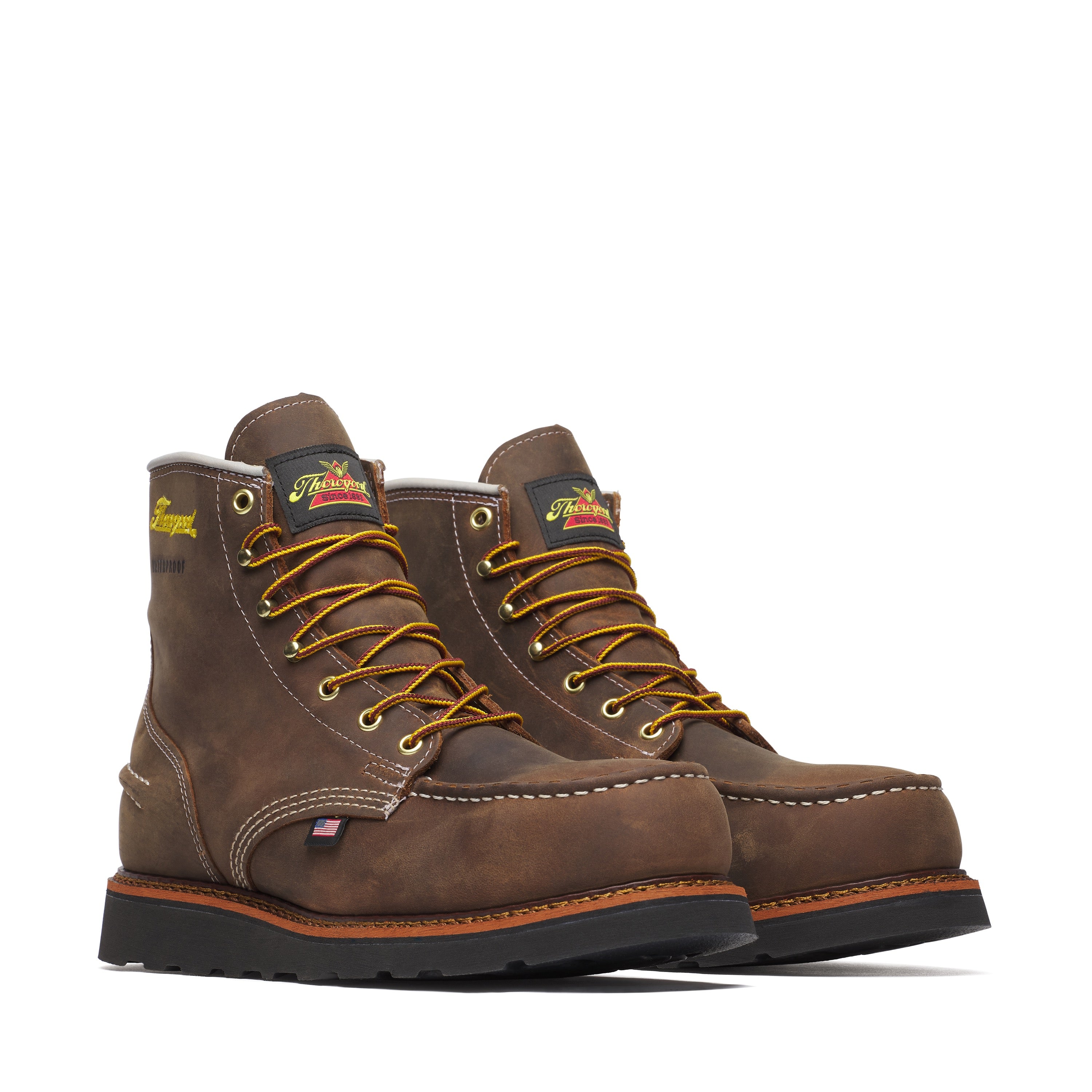 Thorogood Men's WP 6 Crazy Horse Steel Moc Toe BLK Wedge