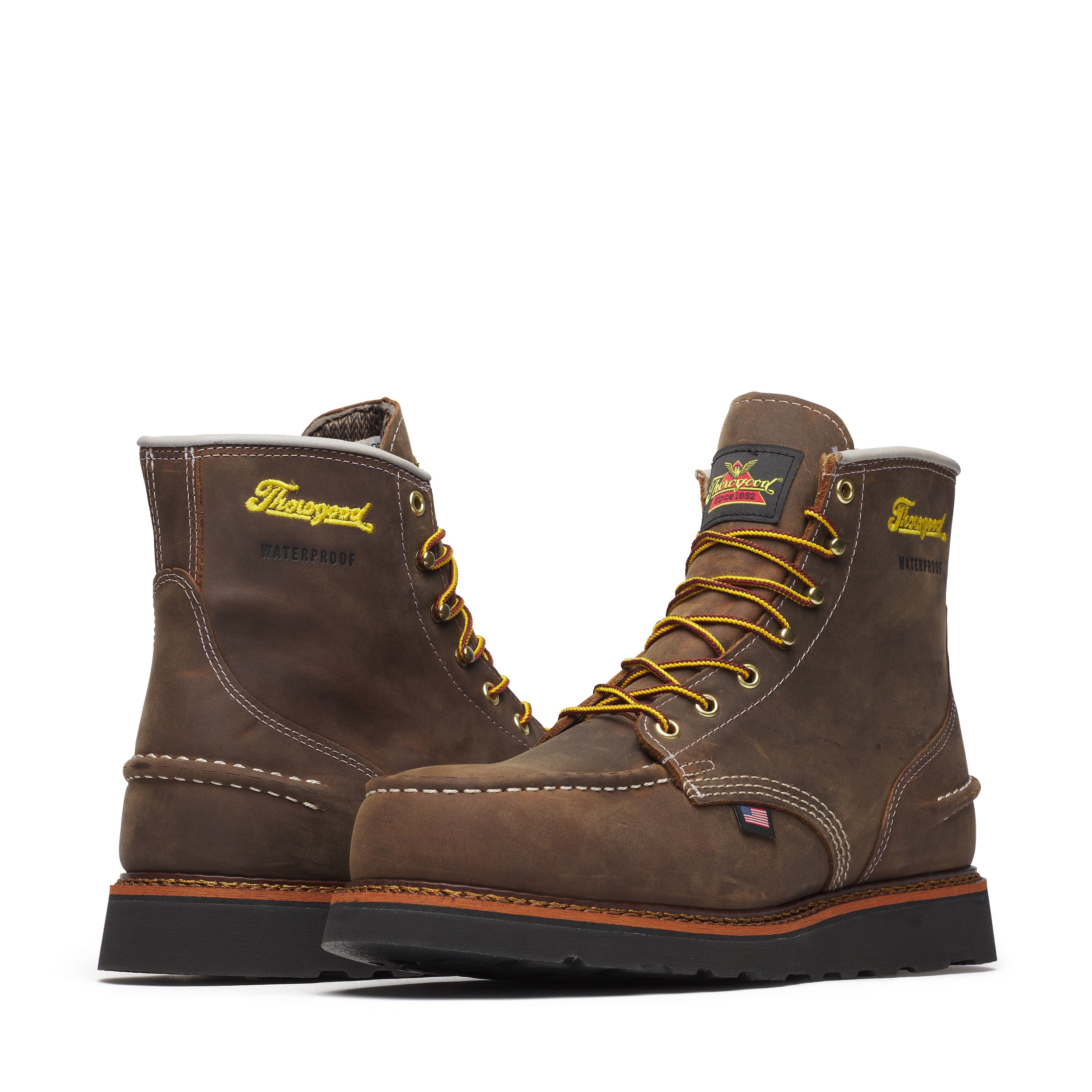 Thorogood Men's WP 6 Crazy Horse Steel Moc Toe BLK Wedge