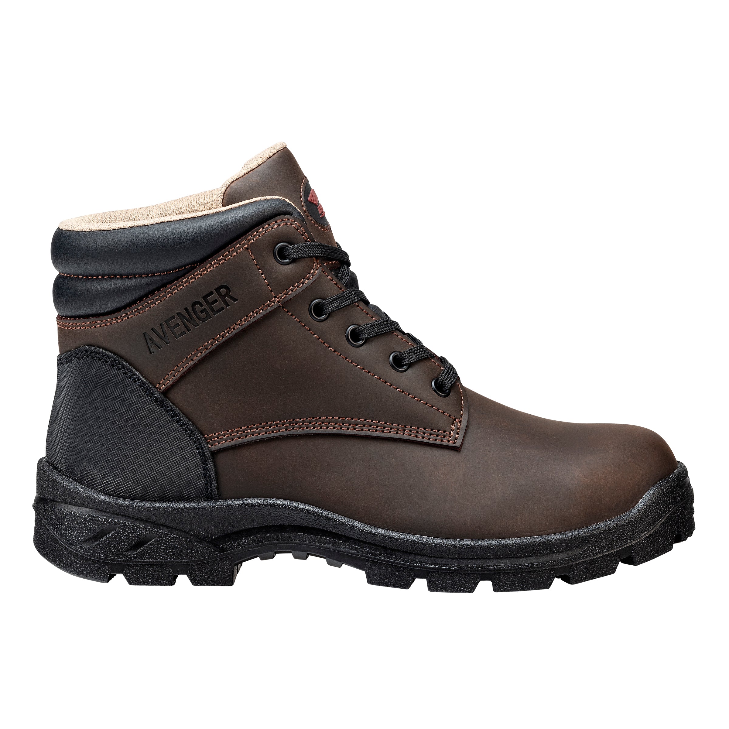 Avenger Men's 6" Builder Brown Round Steel Toe EH SR Work Boot