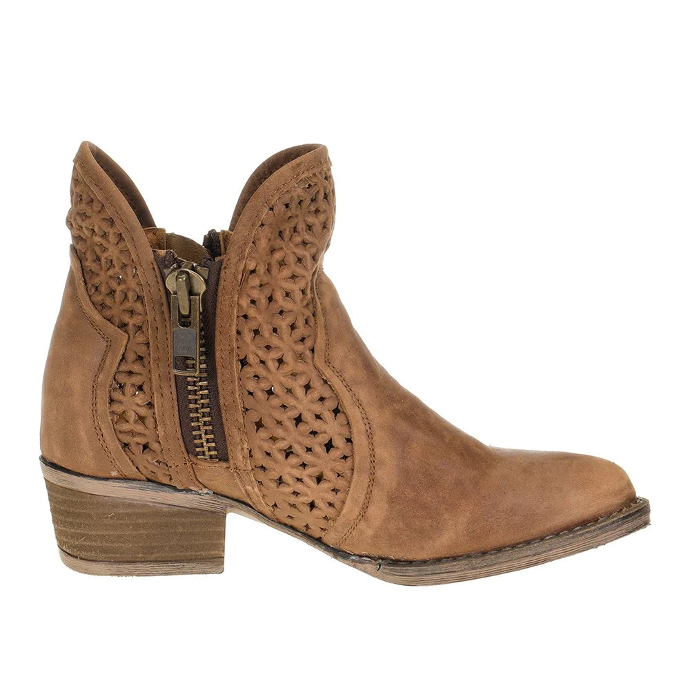 Corral Circle G Women's Camel Cutout Shortie Ankle Booties