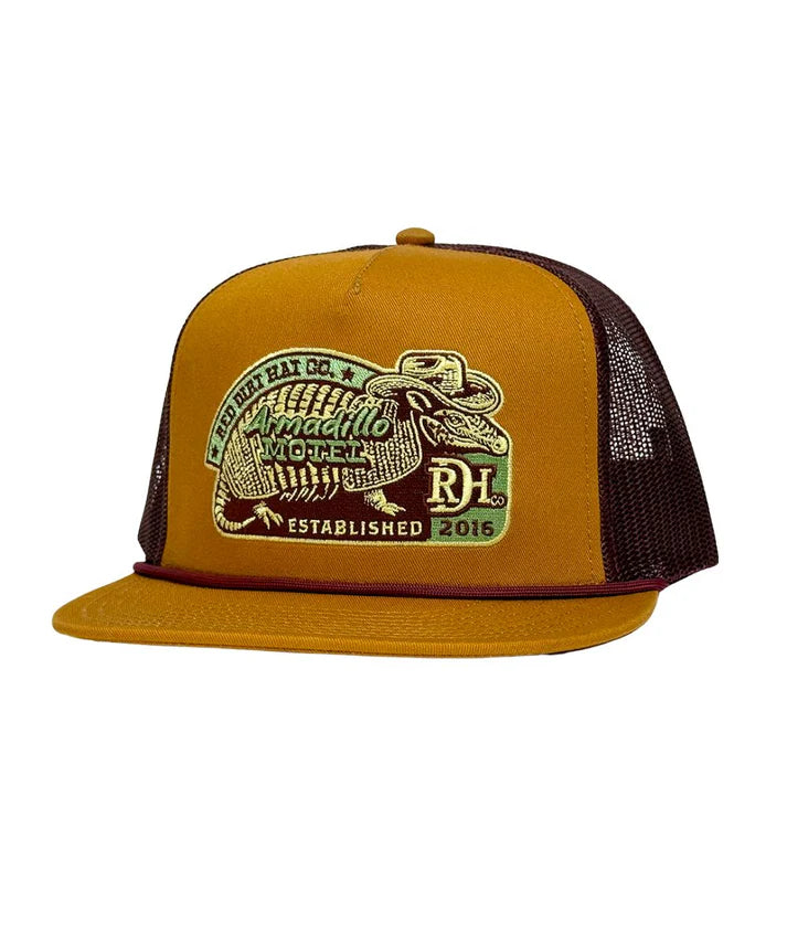 Red Dirt Hat Co. Dillo Motel - Orange/Maroon - Maroon Rope 5 Panel