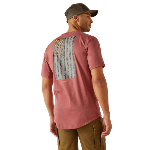 Ariat Men's Rebar Workman Reflective Flag Roan Rouge Work T-Shirt