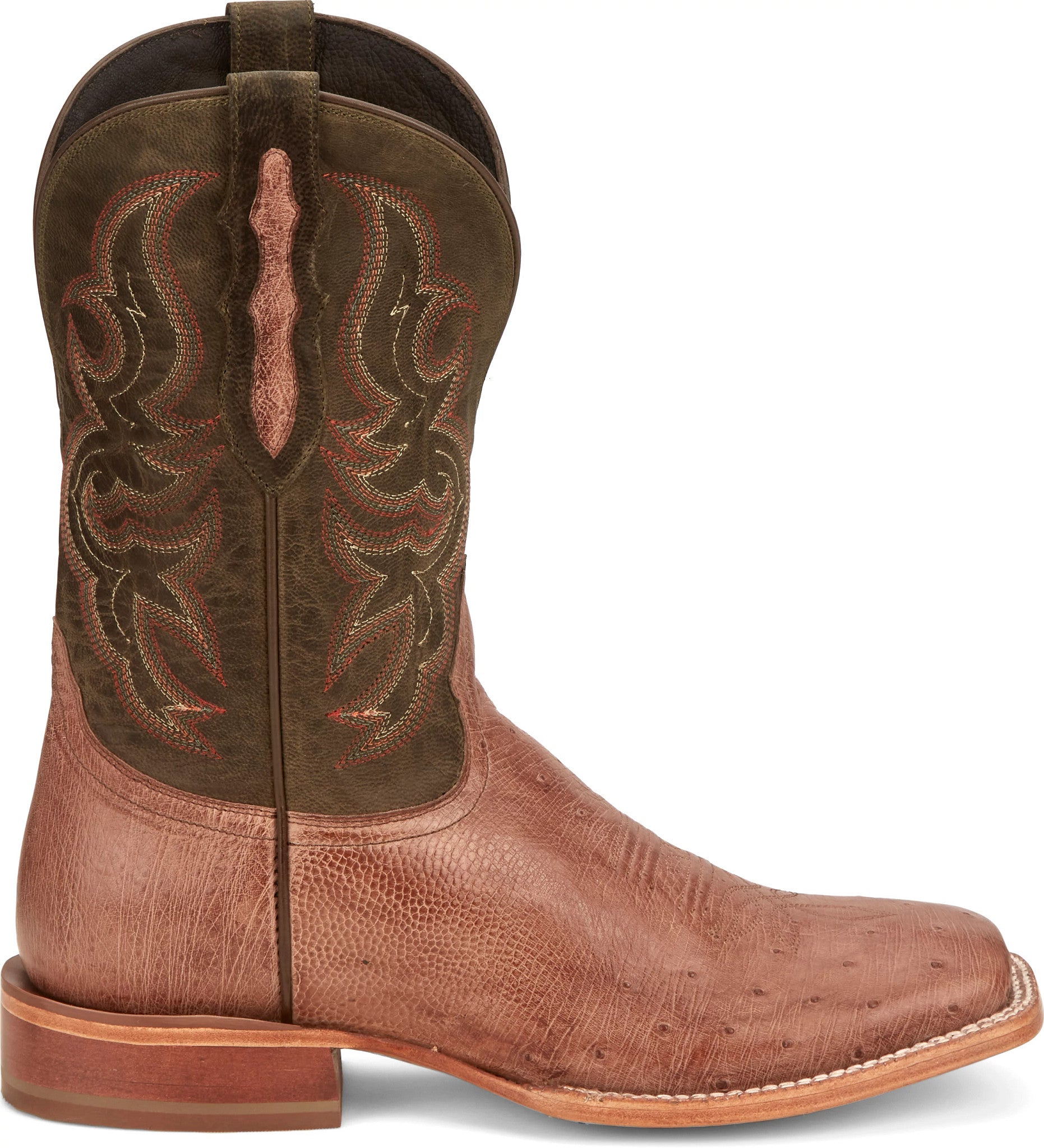 Tony Lama Men's 11" Avalos Antique Coffee Smooth Leather Ostrich Square Toe Western Boots