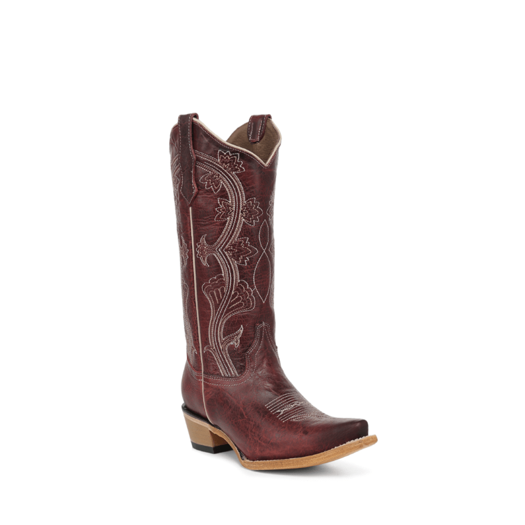 Circle G Ladies Red Floral Embroidery Western Boots - Red