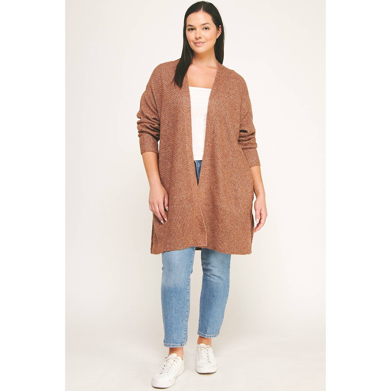 Winslow Collection Plus Size Cozy Confidence Long Cardigan - Brown