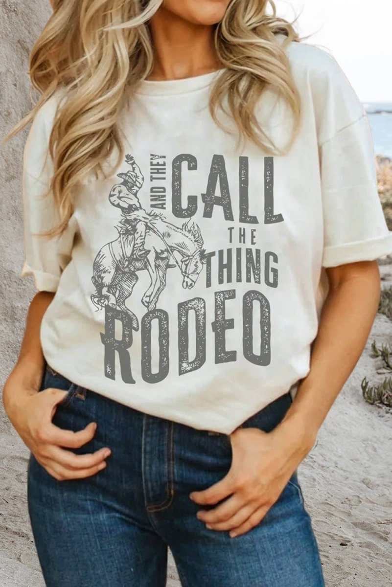 "And They Call the Thing Rodeo" Graphic Tee - APLA25229460-1-S