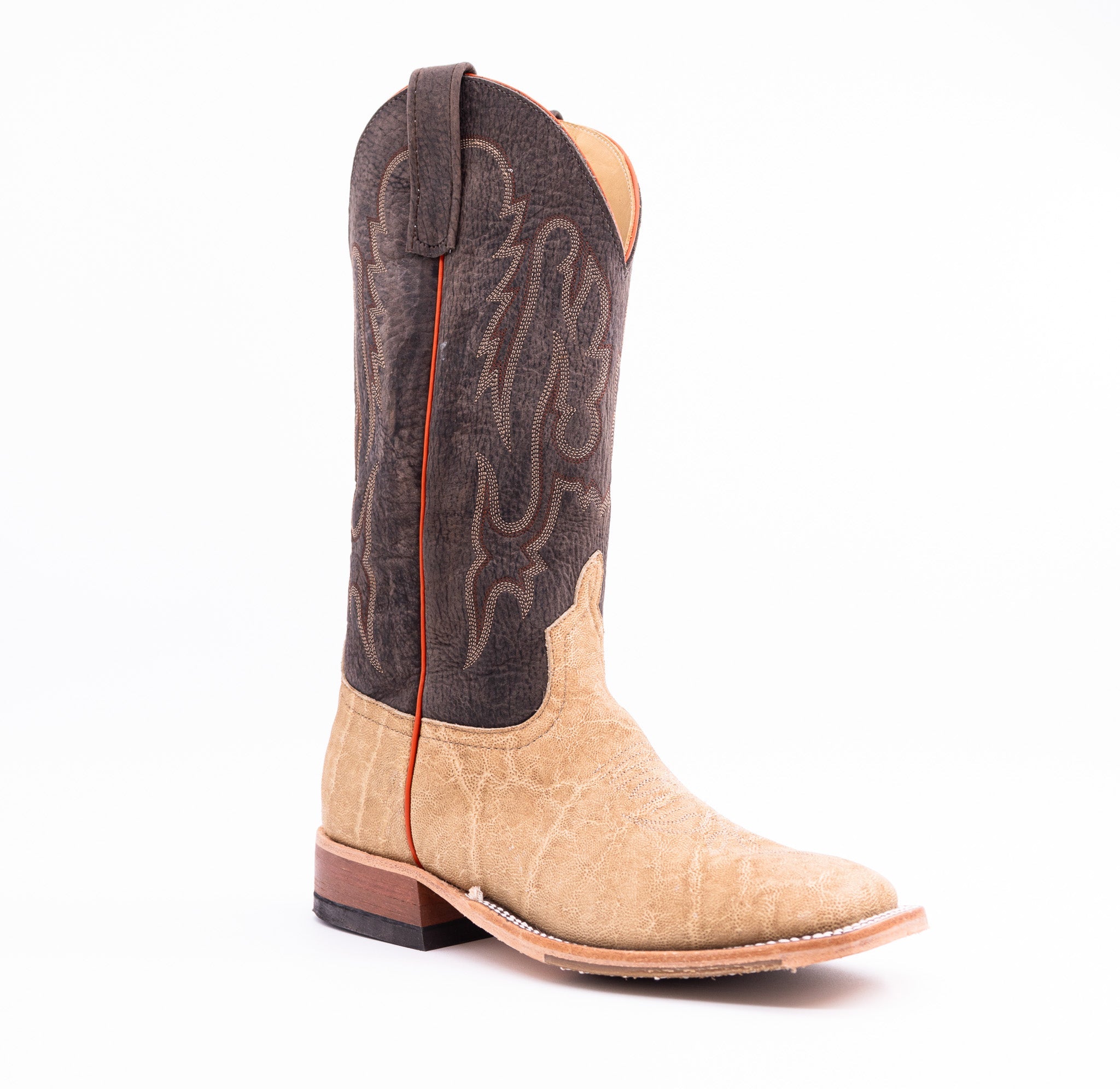 Anderson Bean Men's 13" Tan Umber Bruciato Elephant Square Toe Western Boots - 335335 - 7D