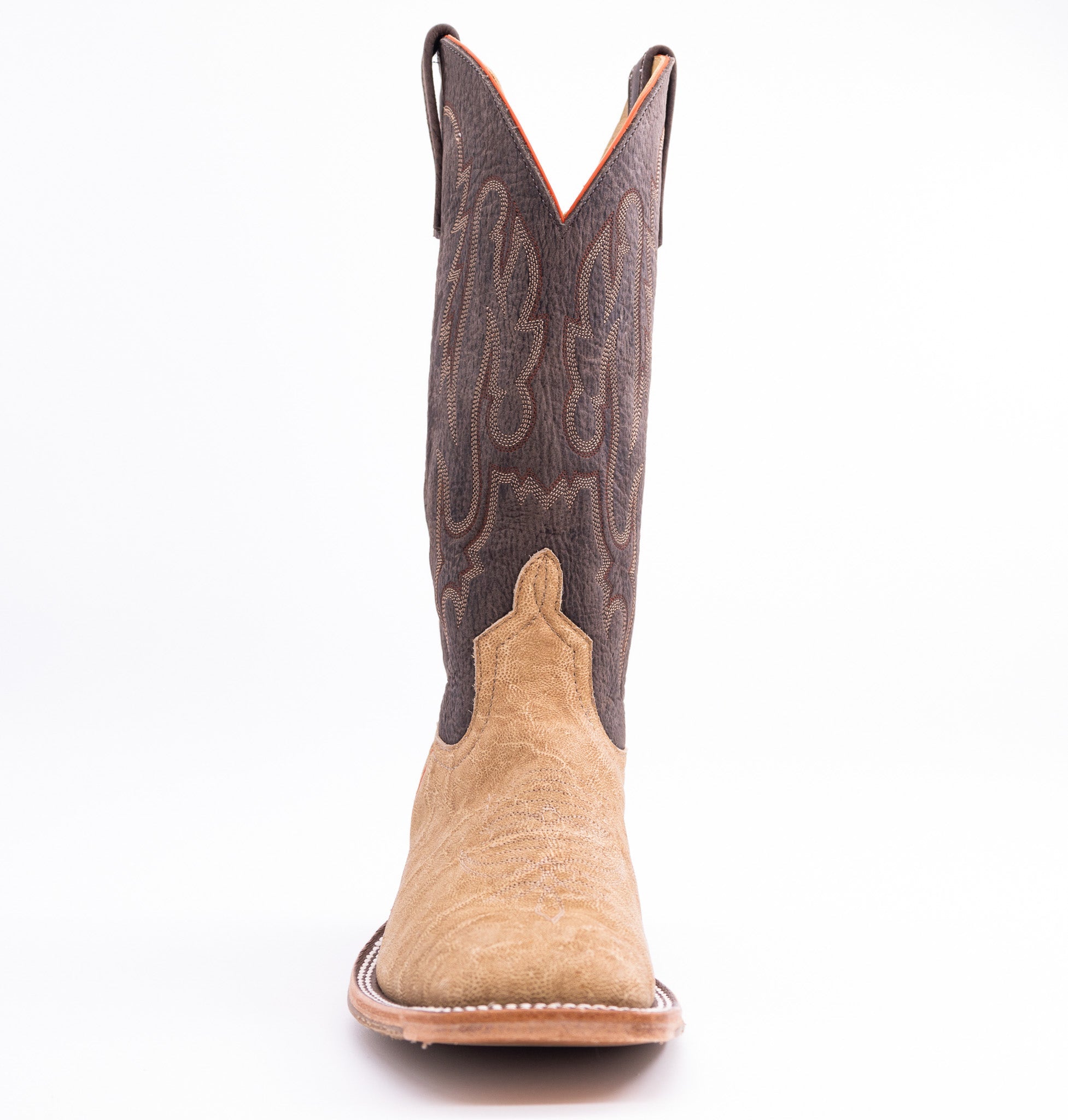 Anderson Bean Men's 13" Tan Umber Bruciato Elephant Square Toe Western Boots - 335335 - 7D