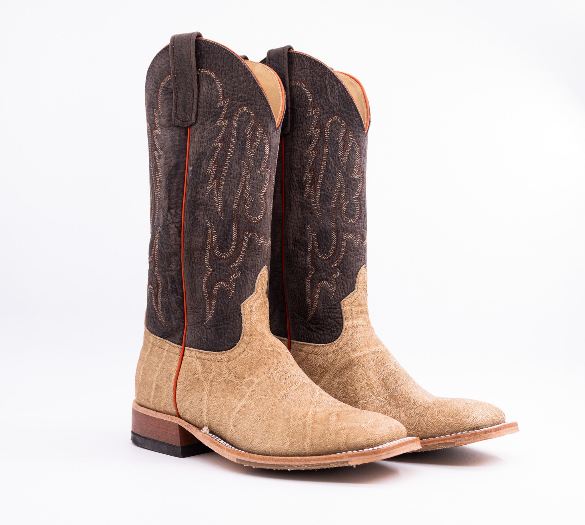 Anderson Bean Men's 13" Tan Umber Bruciato Elephant Square Toe Western Boots - 335335 - 7D