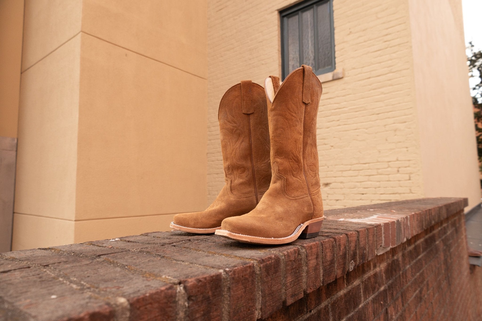 Anderson Bean Men's 13" Suede Indian Tan Cutter Toe Western Boots - 338774 - 7D