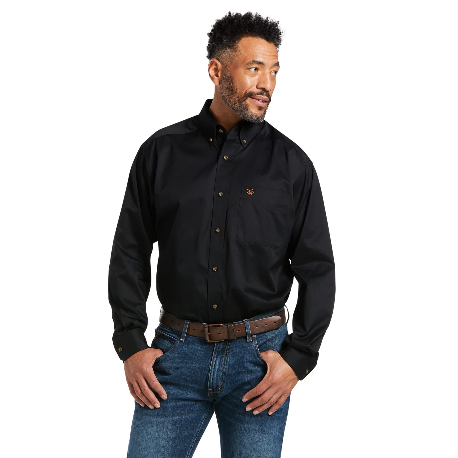 Ariat Men's Solid Twill Black Classic Fit Shirt - 10000502 - XS