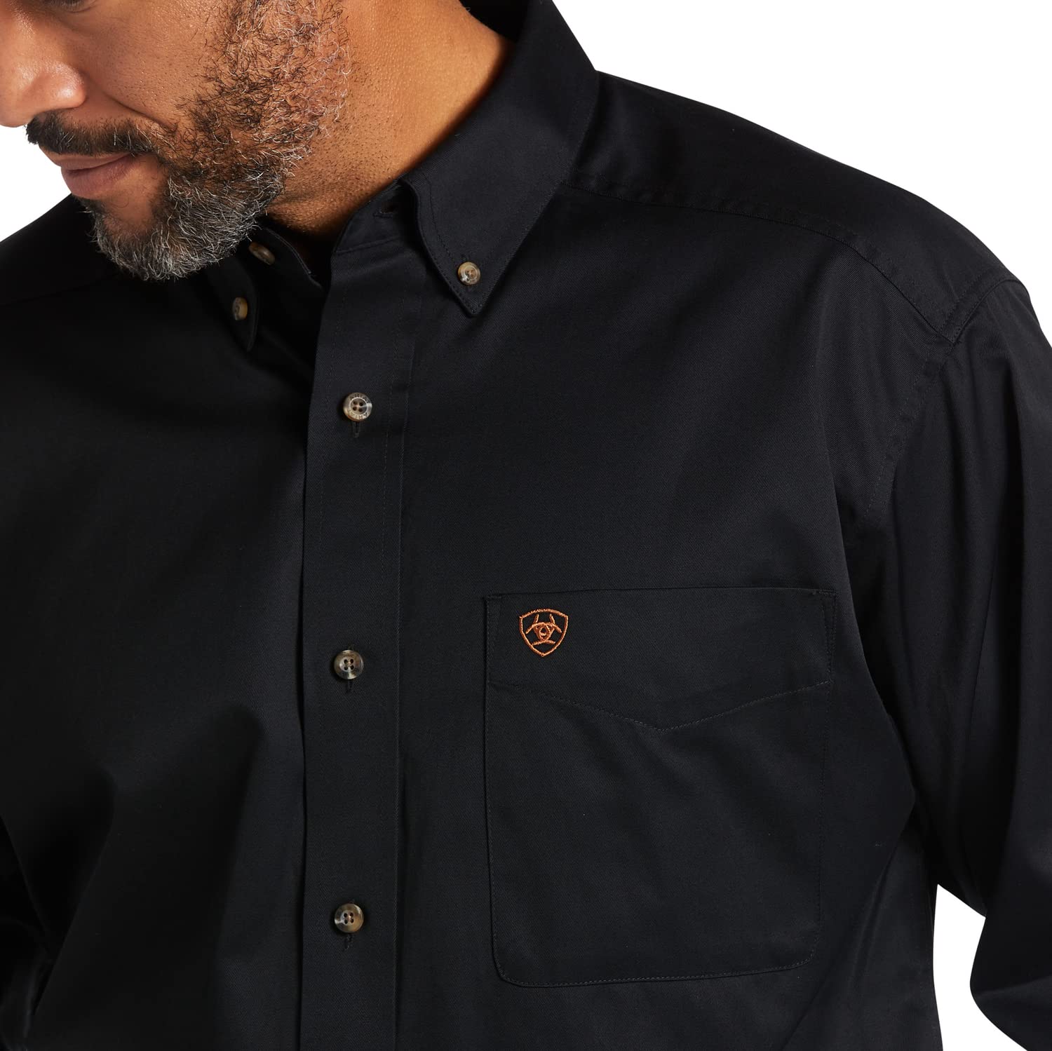 Ariat Men's Solid Twill Black Classic Fit Shirt - 10000502 - XS