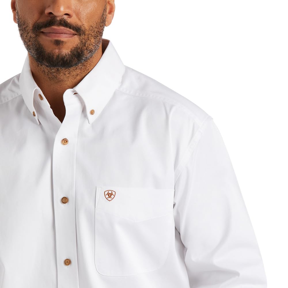 Ariat Men's Solid Twill White Classic Fit Shirt - 10000503 - XS