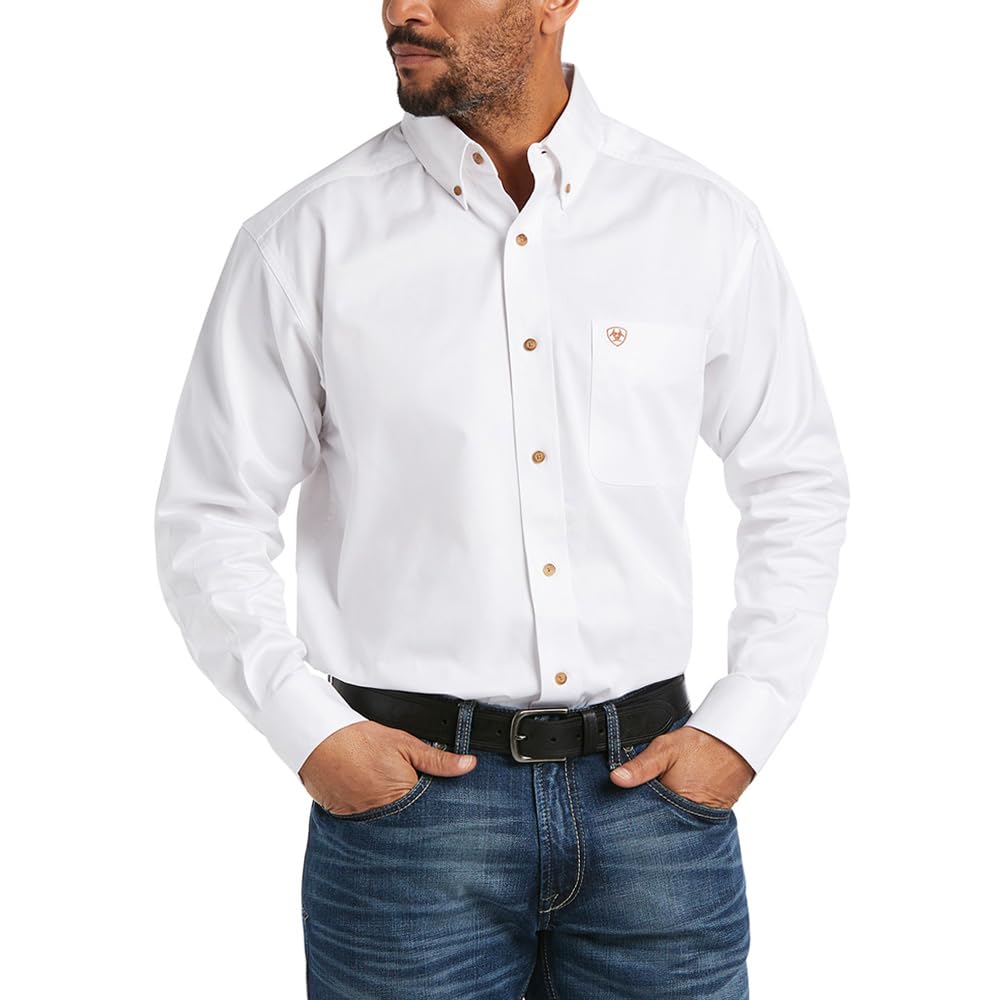 Ariat Men's Solid Twill White Classic Fit Shirt - 10000503 - XS