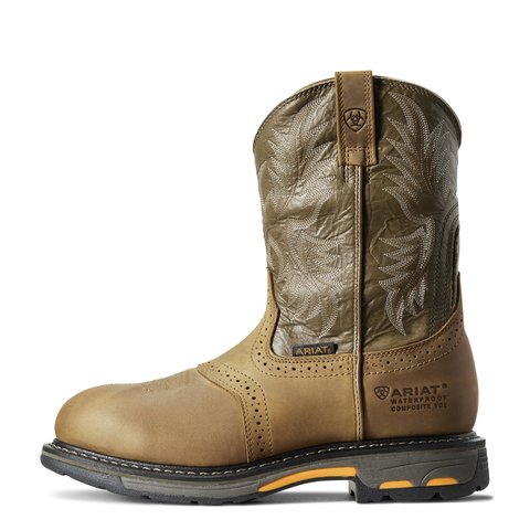 Ariat Men's Workhog Aged Bark Waterproof 10" Roper Composite Toe Work Boot - 10008635 - 7D