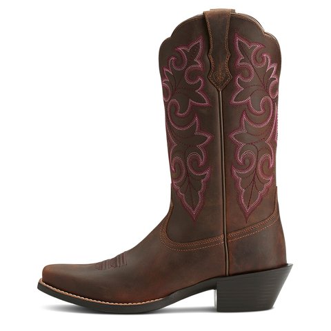 Ariat Women's 11" Round Up Powder Brown Square Toe Western Boot - 10014172 - 5B