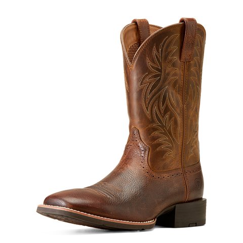 Ariat Men's 11" Sport Wide Square Toe Fiddle Brown Western Boot - 10016291 - 7D