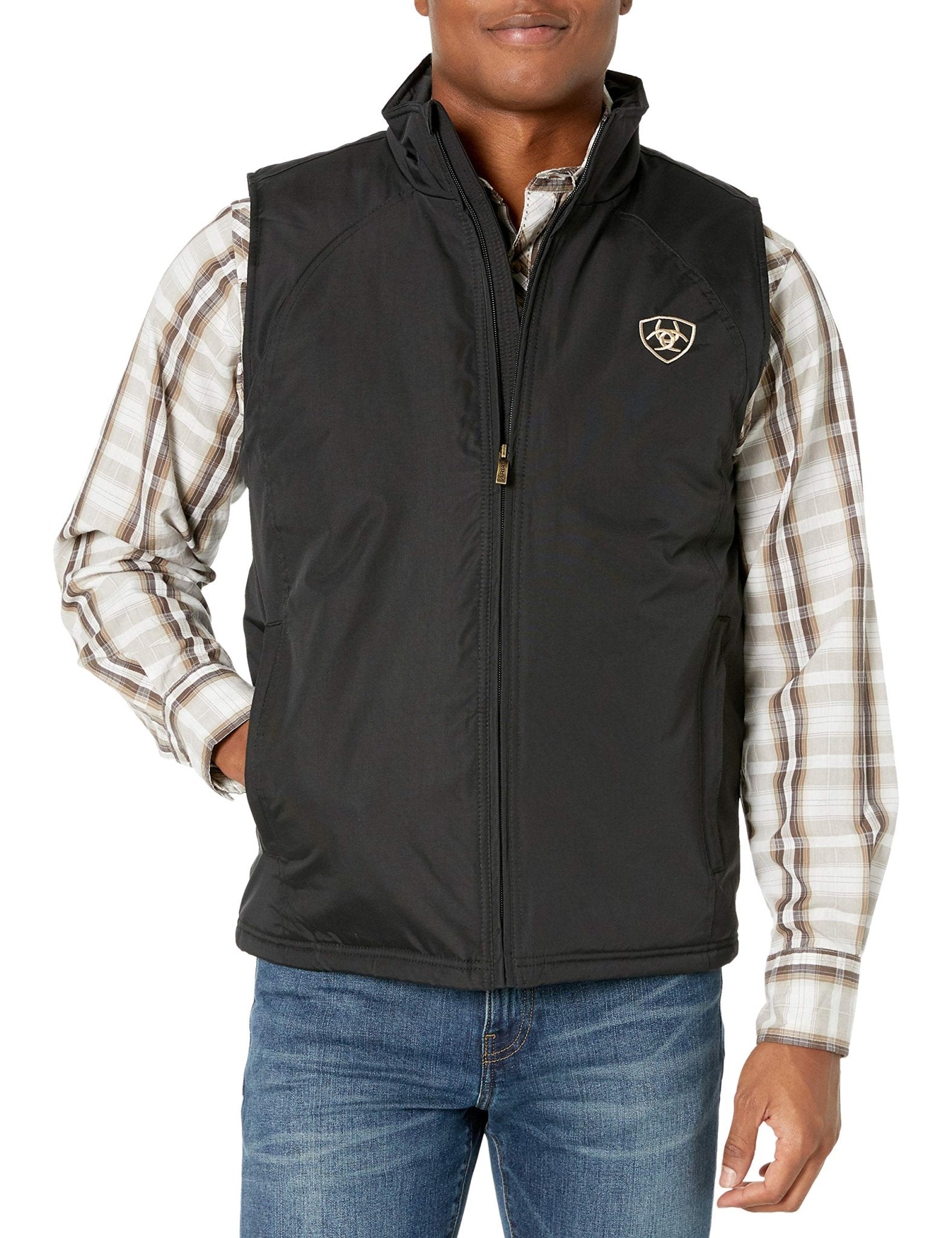 Ariat Men's Team Logo Black Softshell Zip - Up Vest - 10017000 - S