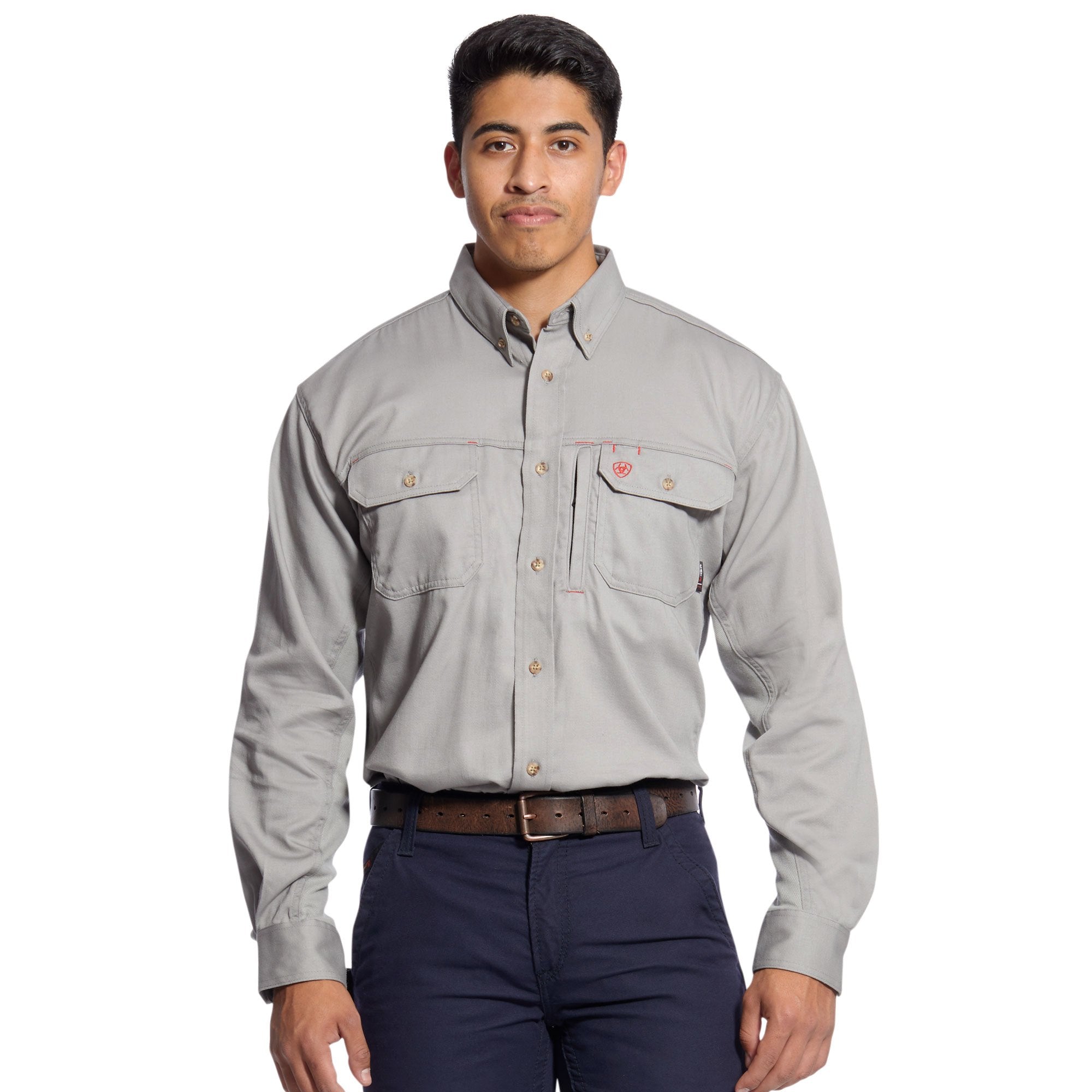 Ariat Men's FR Long Sleeve Solid Silver Fox Vent Work Shirt - 10019063 - S