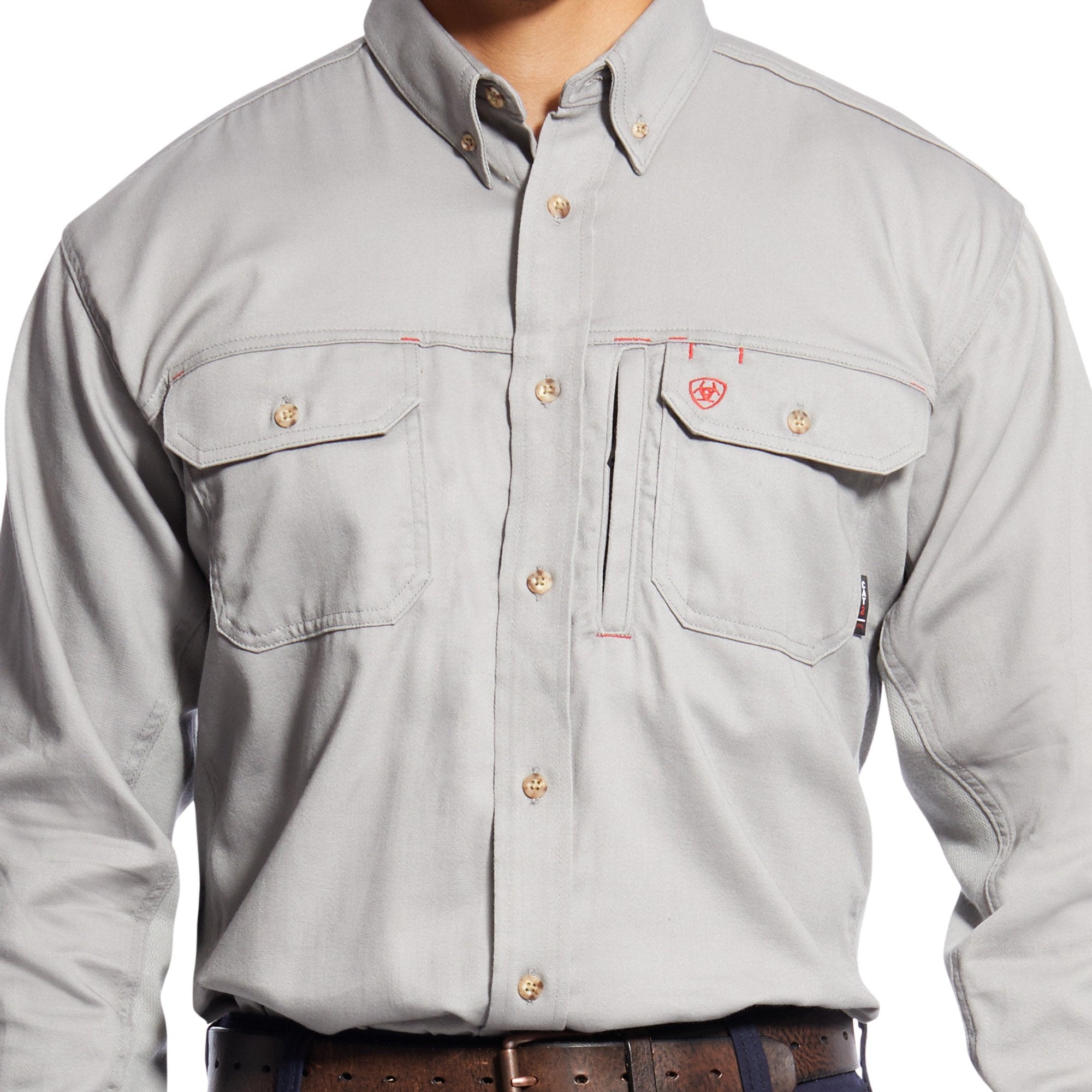 Ariat Men's FR Long Sleeve Solid Silver Fox Vent Work Shirt - 10019063 - S