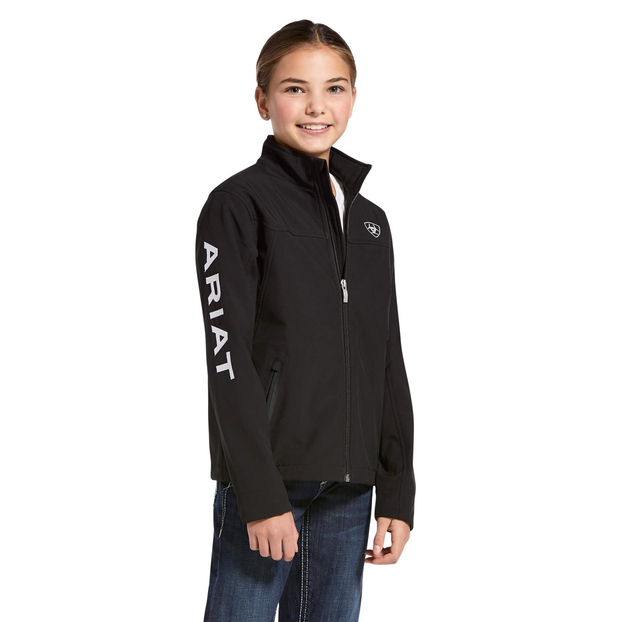 Ariat Youth New Team Black Softshell Jacket - 10028657 - XS