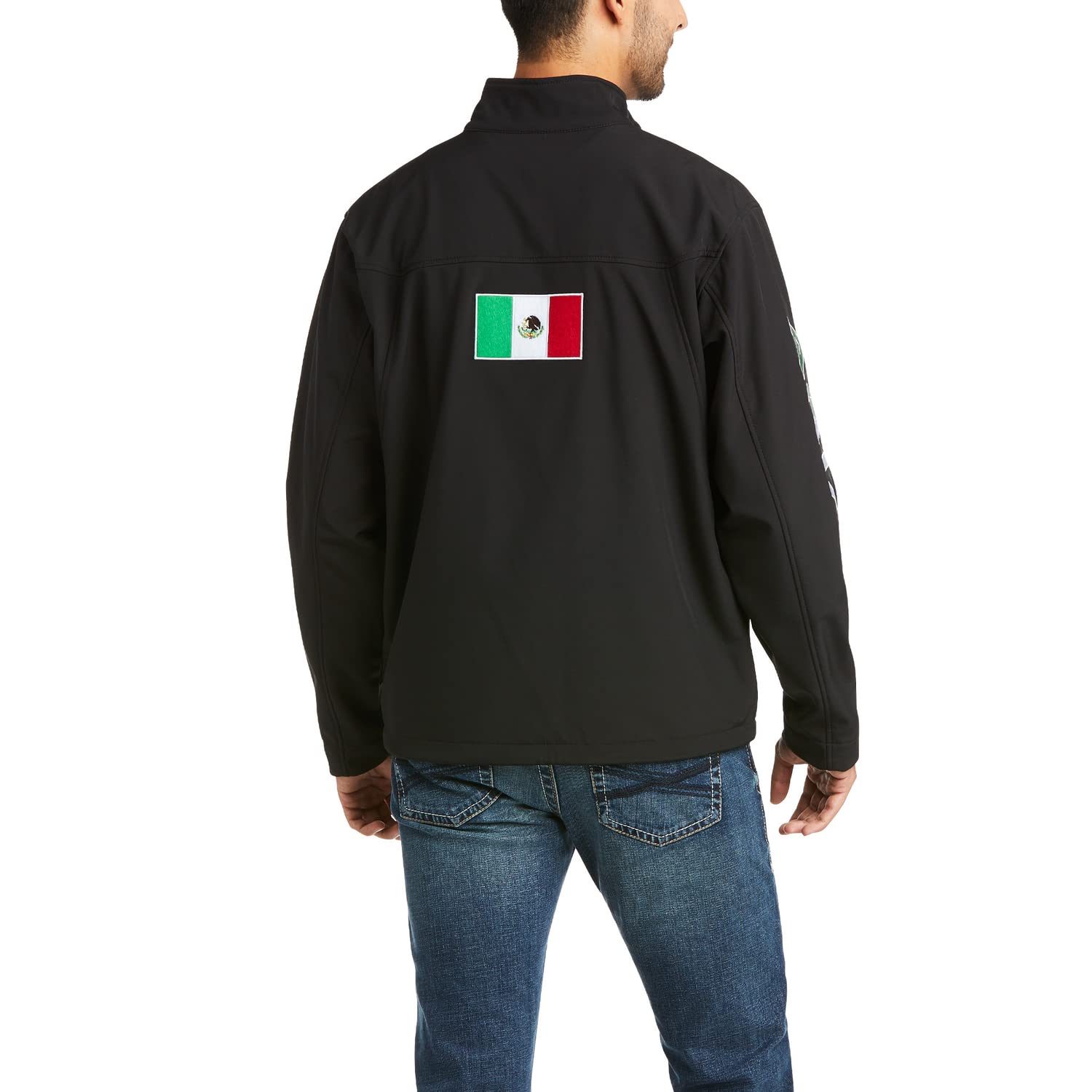 Ariat Men's New Team Softshell Mexico Flag Black Jacket - 10031424 XS