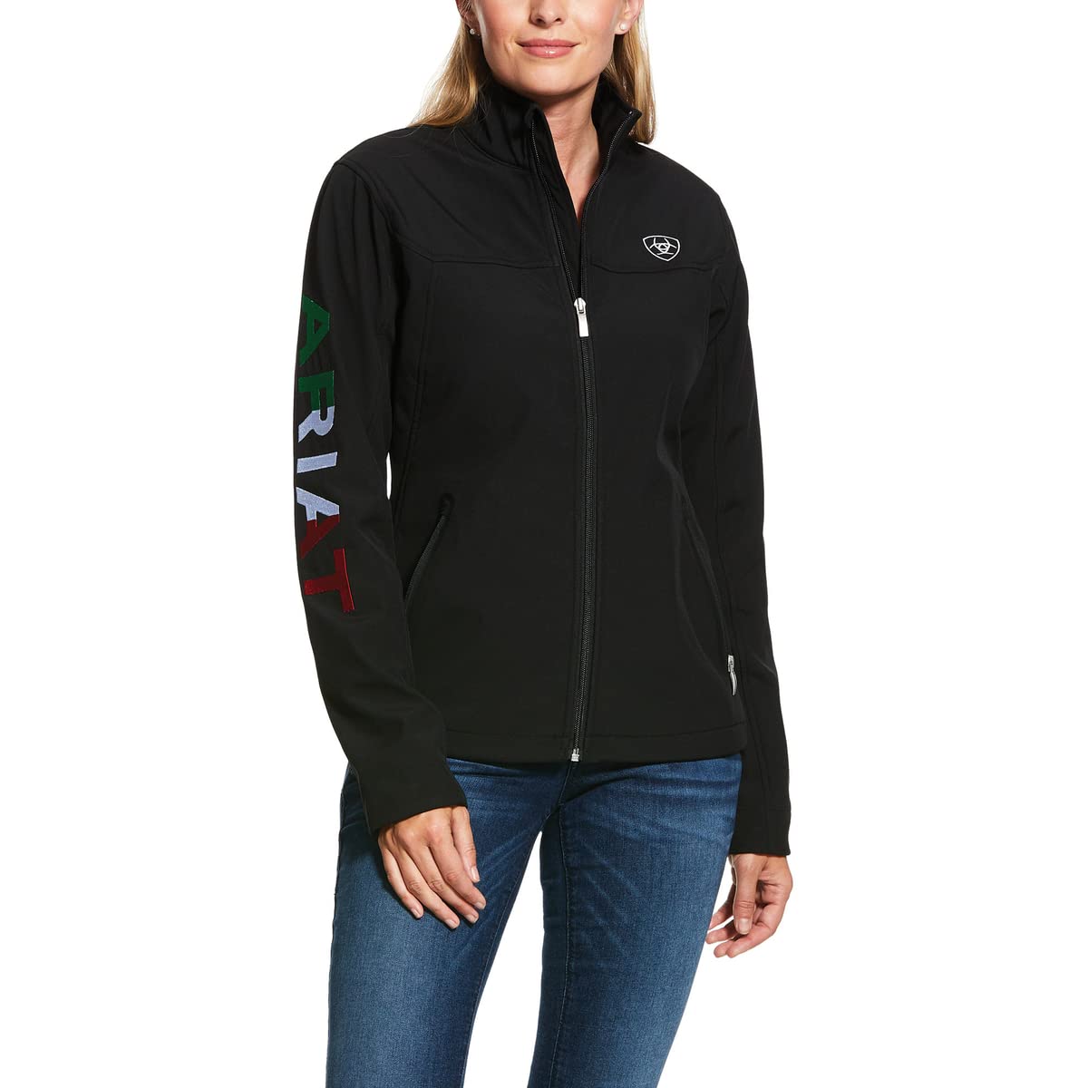 Ariat Women's Classic Team Softshell Mexico Water Resistant Black Jacket - 10031428 XS