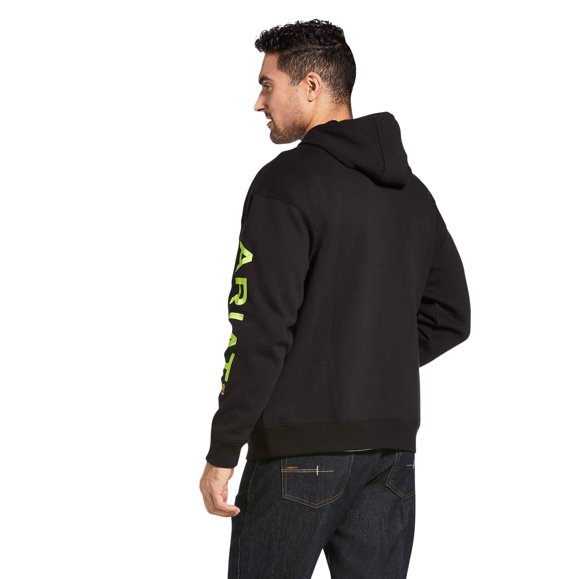 Ariat Men's Black and Lime Rebar Graphic Hoodie - 10032993 - XS