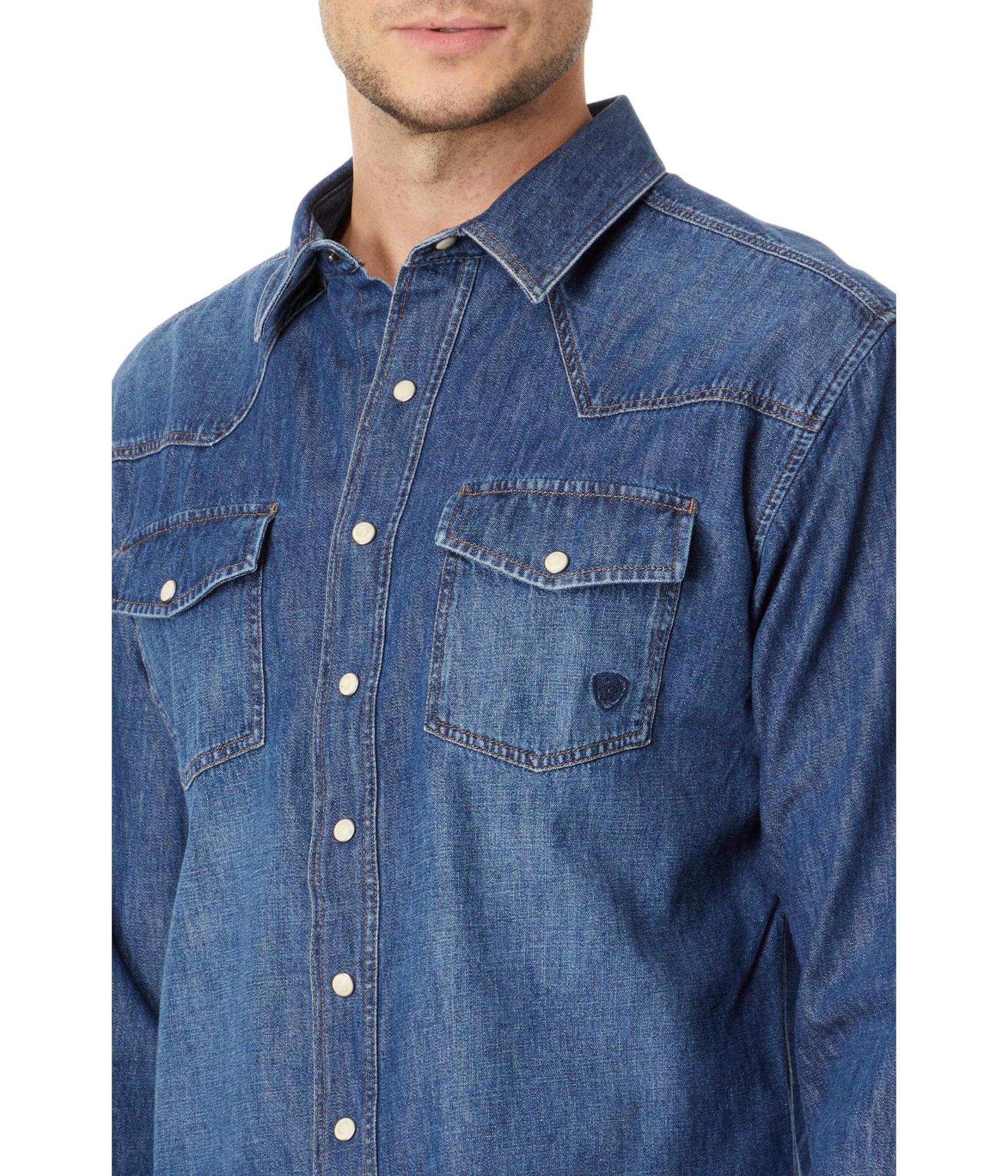 Ariat Men's Retro Long Sleeve Stone Denim Button Up Shirt - 10033464 - XS