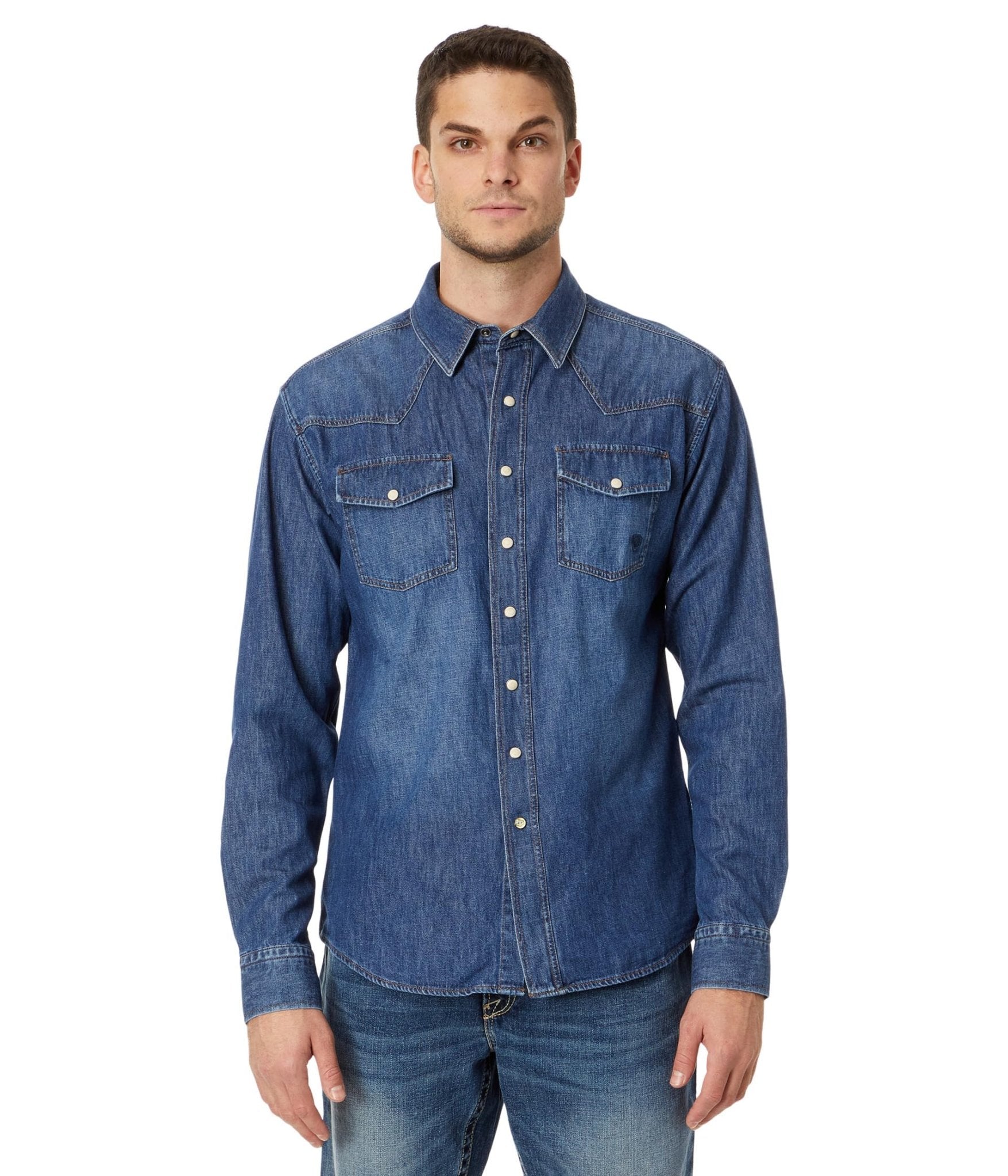 Ariat Men's Retro Long Sleeve Stone Denim Button Up Shirt - 10033464 - XS