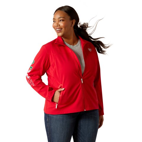 Ariat Women's Classic Team Softshell Red MEXICO Water Resistant Jacket - 10033526 - XS