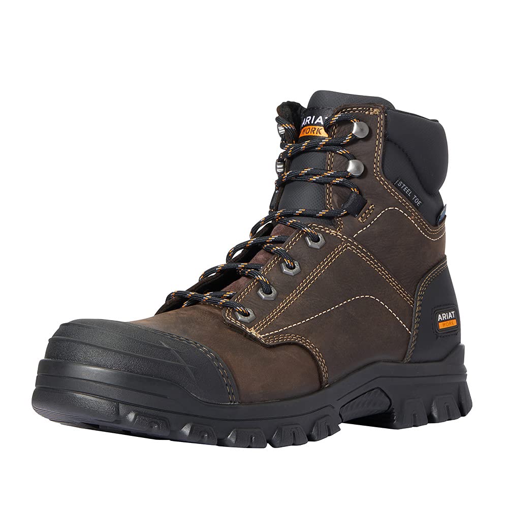 Ariat Men's 6" Waterproof Treadfast Round Steel Toe Work Boot - 10034673 - 6D