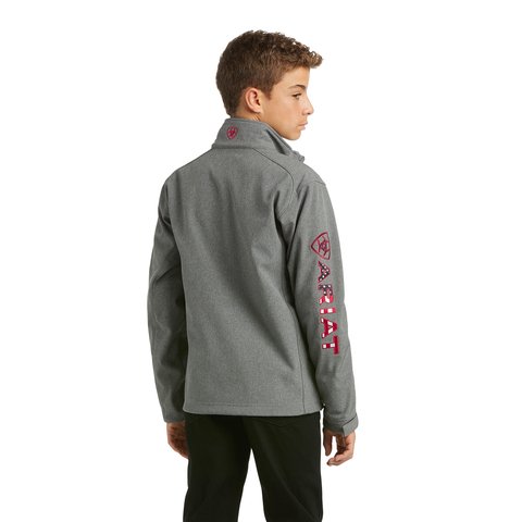 Ariat Boys Logo 2.0 Softshell Charcoal Americana Jacket - 10037366 - XS