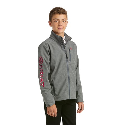 Ariat Boys Logo 2.0 Softshell Charcoal Americana Jacket - 10037366 - XS