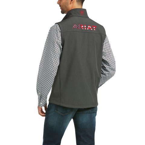 Ariat Men's Logo 2.0 Charcoal and Americana Softshell Vest - 10037380 - S