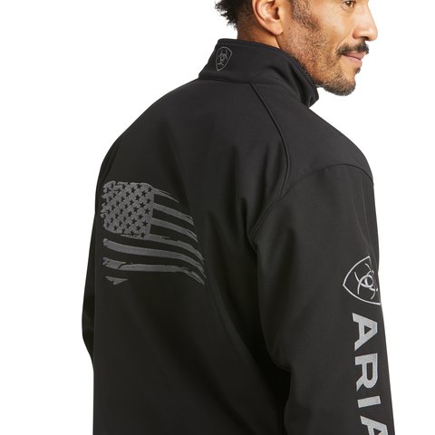 Ariat Men's Logo 2.0 Patriot Softshell Water Resistant Black Jacket - 10037439 - LT