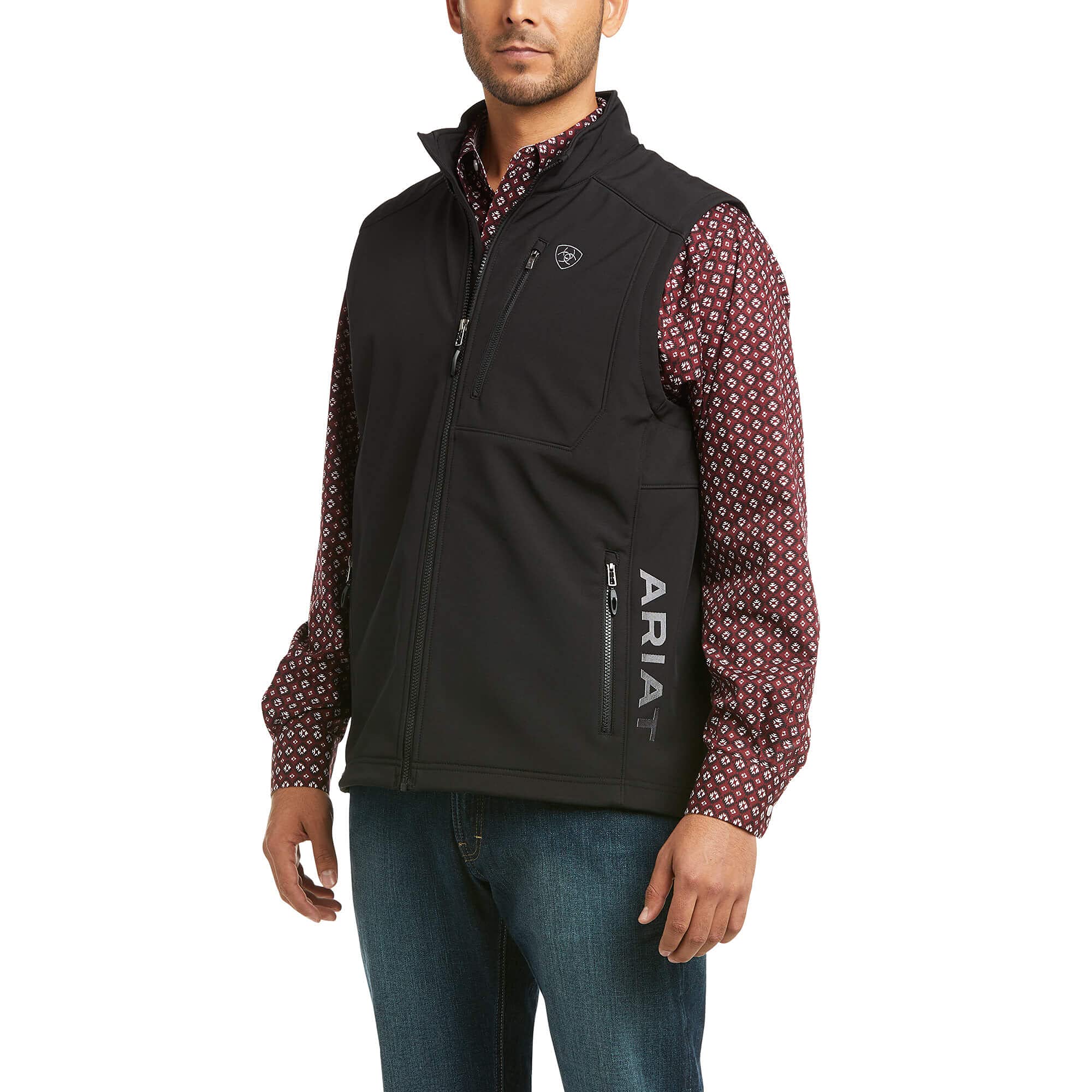 Ariat Men's Logo 2.0 Patriot Black Softshell Vest - 10037559 - S