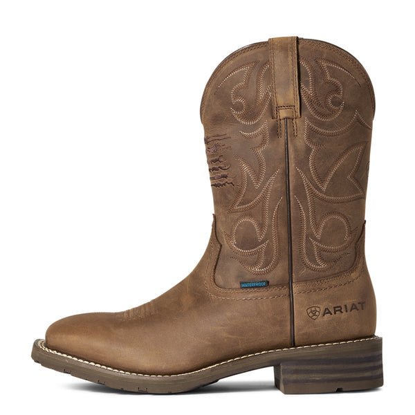 Ariat Men's 10" Hybrid Patriot Brown Waterproof Wide Square Toe Western Boot - 10038354 - 9D