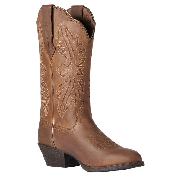 Ariat Women's 11" Heritage Distressed Brown R Toe Stretchfit Western Boot - 10038380 - 5B