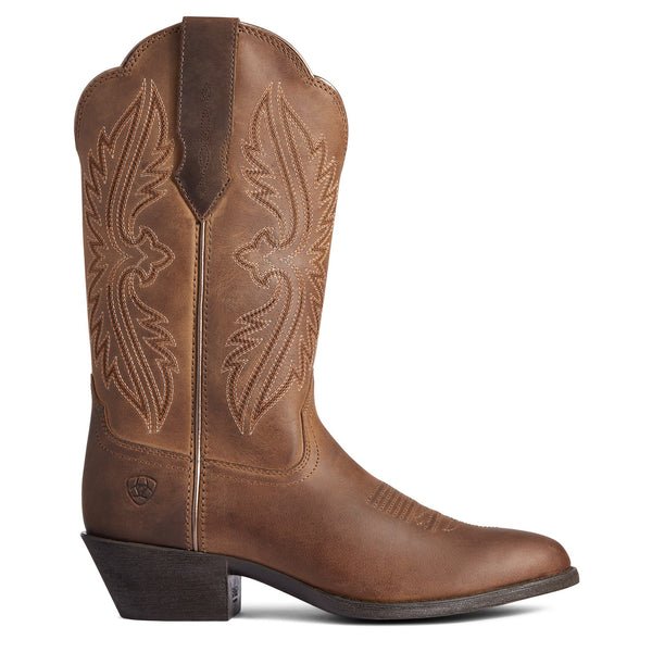 Ariat Women's 11" Heritage Distressed Brown R Toe Stretchfit Western Boot - 10038380 - 5B