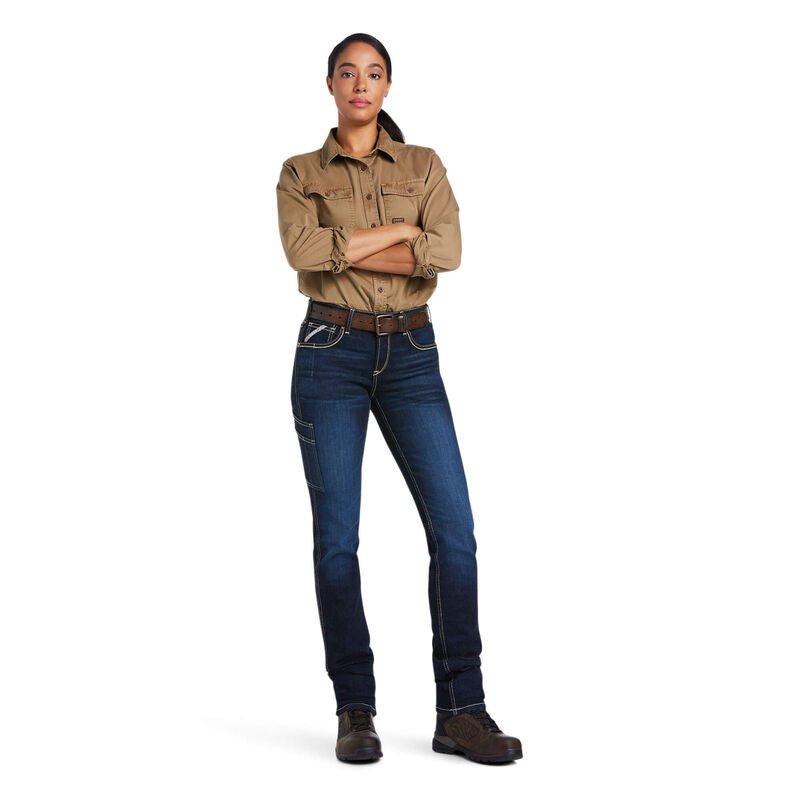 Ariat Women's Rebar Perfect Rise Work Flex Riveter Slim Leg Jean - 10039143 - 25S