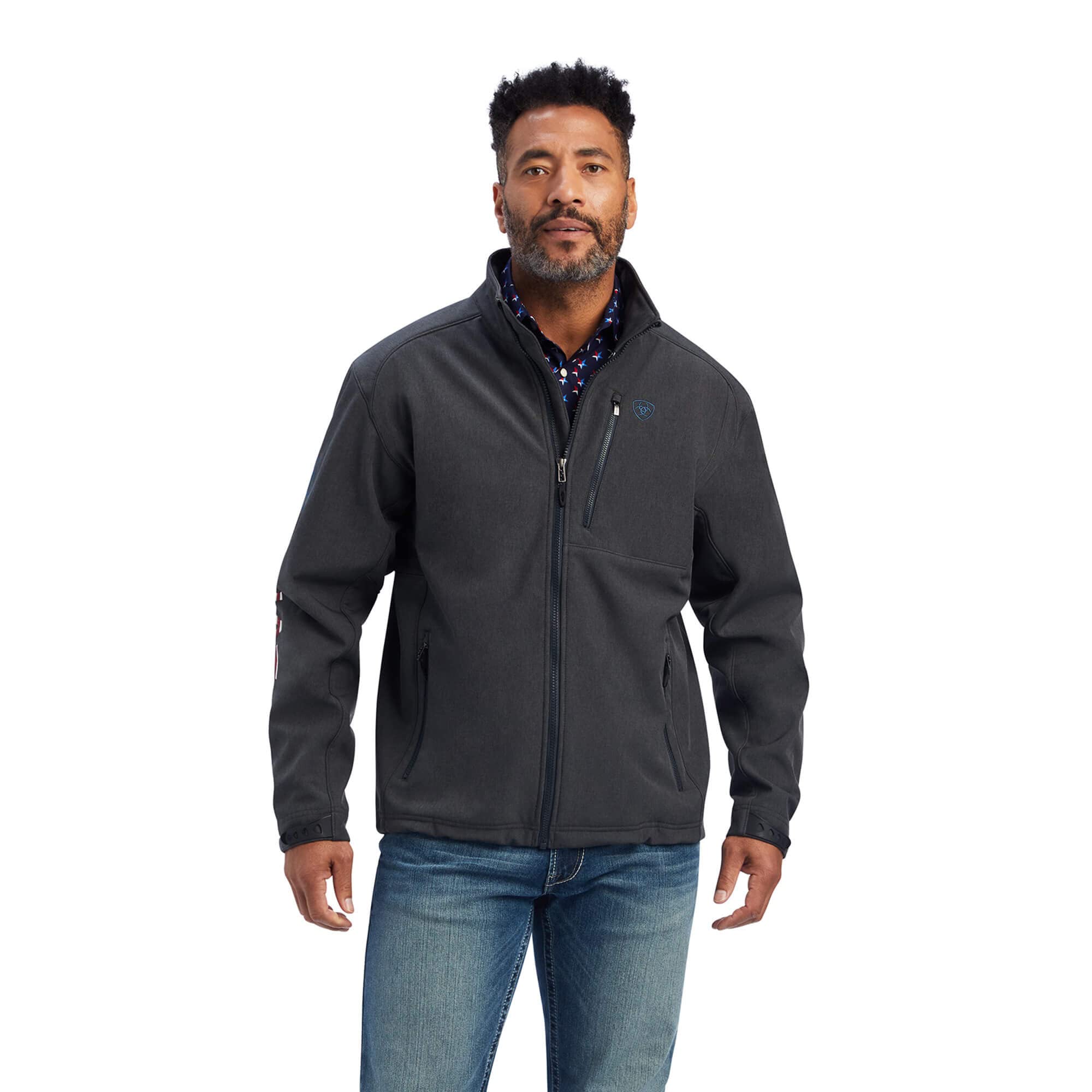 Ariat Men's Logo 2.0 Patriot Charcoal Softshell Jacket - 10041439 - S