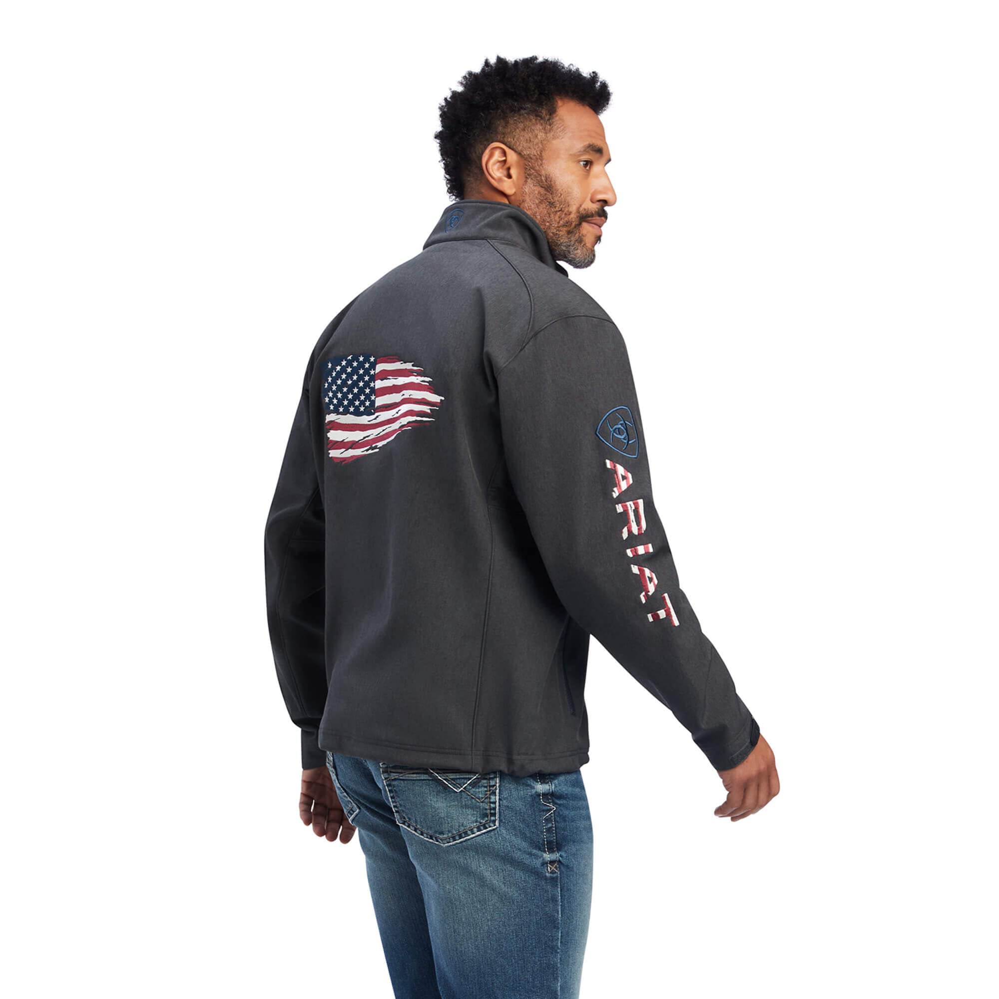 Ariat Men's Logo 2.0 Patriot Charcoal Softshell Jacket - 10041439 - S