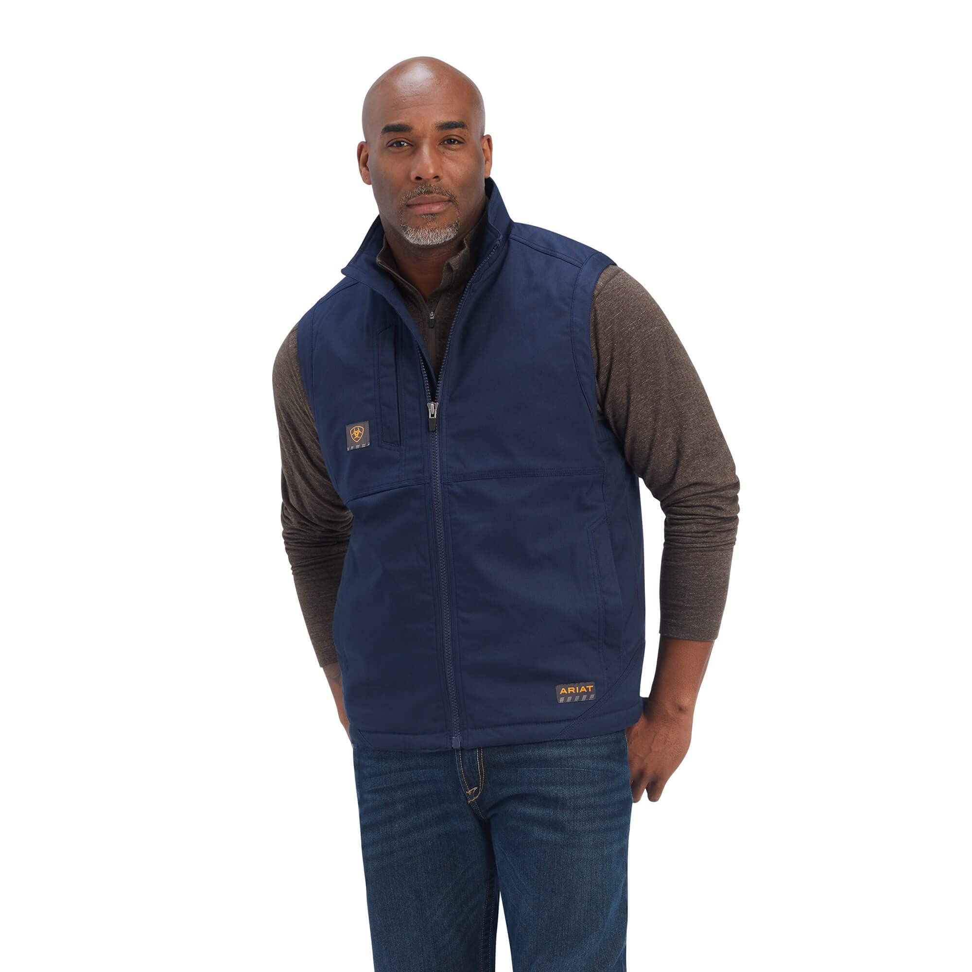 Ariat Men's Rebar DuraCanvas Navy Blue Work Vest - 10041538 - XS