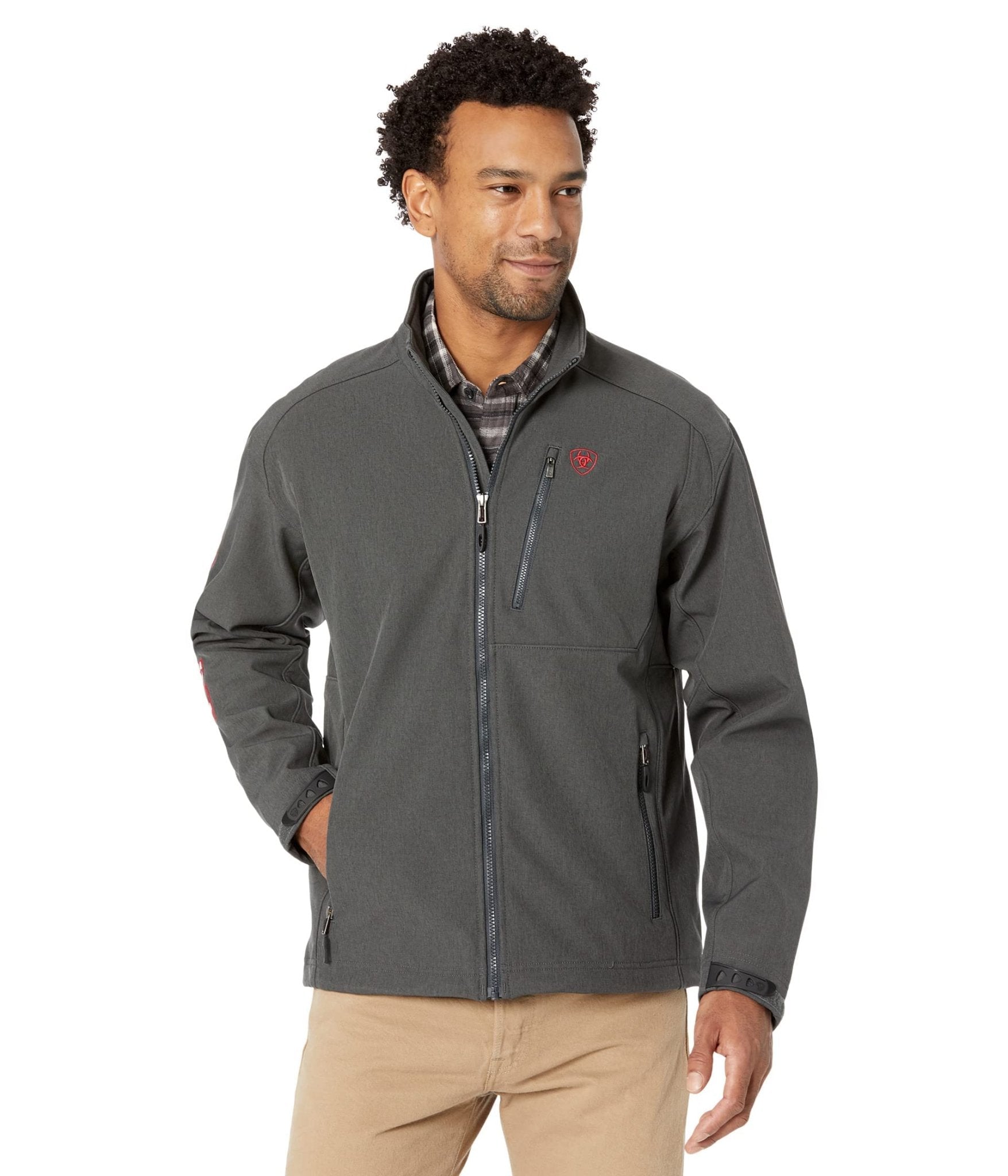 Ariat Men s Logo 2.0 Americana Charcoal Grey Softshell Jacket