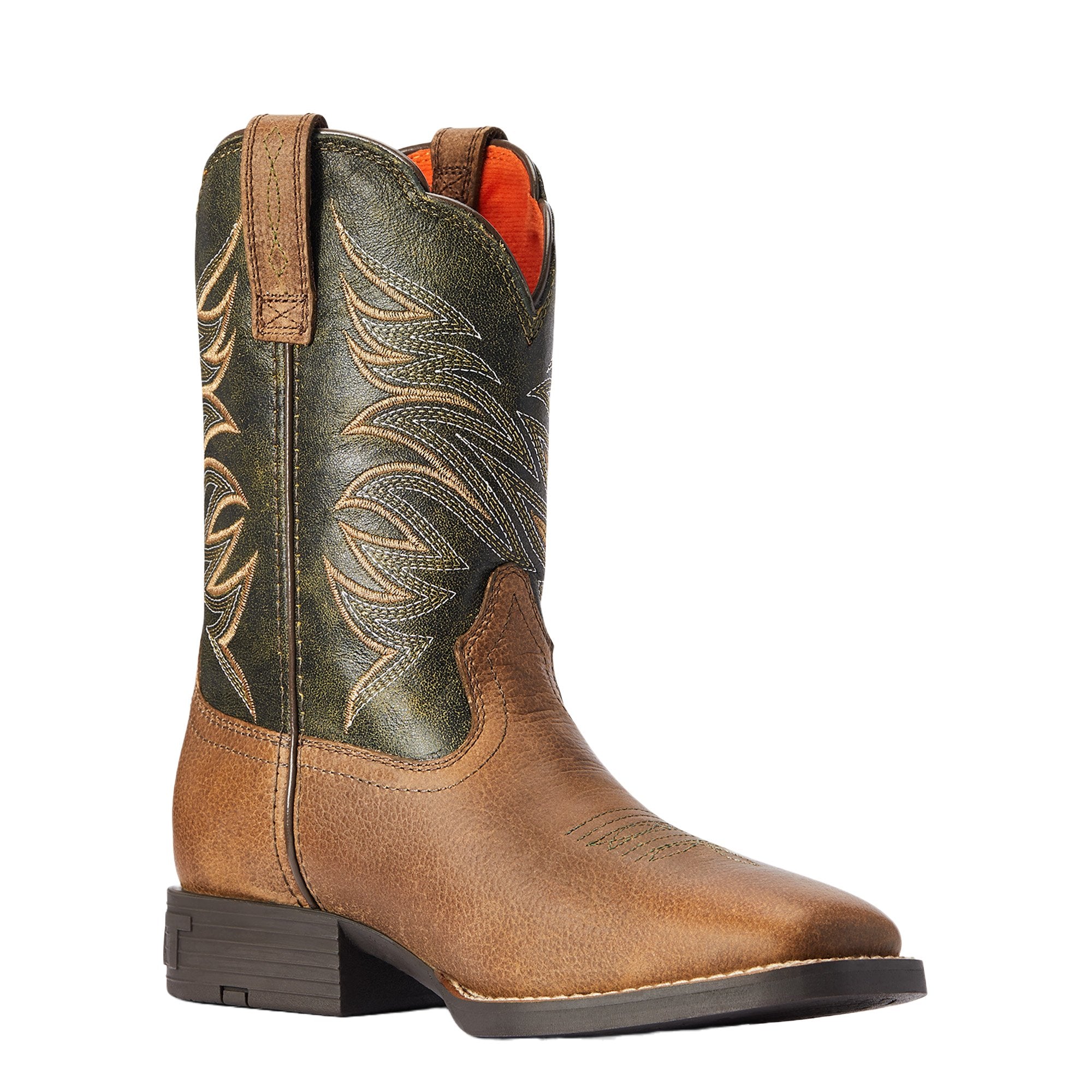 Ariat Kids' 8" Firecatcher Distressed Brown Wide Square Toe Western Cowboy Boot - 10042414 - 13M