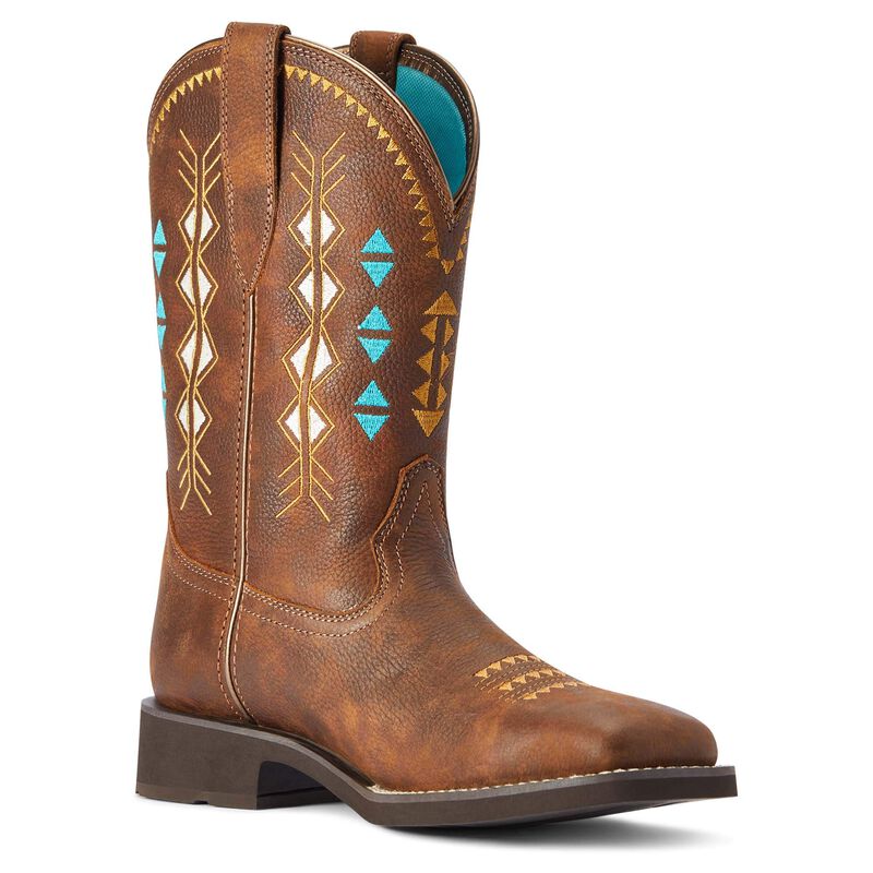 Ariat Delilah Western Cowboy Boots Leather Brown Square Toe Embroidered deals Size 10