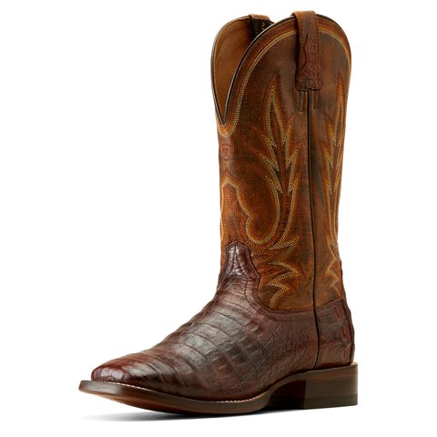 Ariat Men's Gunslinger 13" Dark Amber Caiman Belly Wide Square Toe Boot - 10042477 - 7D