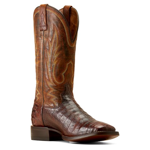 Ariat Men's Gunslinger 13" Dark Amber Caiman Belly Wide Square Toe Boot - 10042477 - 7D